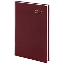 Ежедневник датированный 2027 145х215 мм, А5, STAFF, обложка бумвинил, бордовый, 117814 - фото 17418119