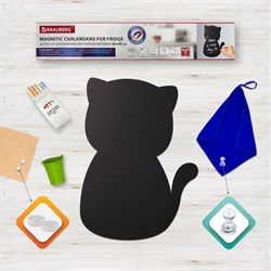 Доска на холодильник магнитно-меловая 30х40 см "Pussy Cat" с набором аксессуаров, BRAUBERG, 237840 - фото 17428274