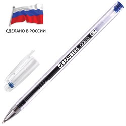 Ручка гелевая РОССИЯ "СОЮЗ", СИНЯЯ, корпус прозрачный, узел 0,7 мм, линия письма 0,5 мм, BRAUBERG, 143962 - фото 17435434