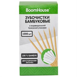 Зубочистки бамбуковые 1000 шт. в индивидуальной бумажной упаковке, BOOMHOUSE (БУМХАУС), 701949 - фото 17467579