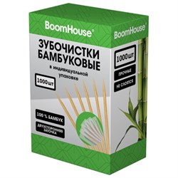 Зубочистки бамбуковые 1000 шт. в индивидуальной упаковке, BOOMHOUSE (БУМХАУС), 701950 - фото 17467580