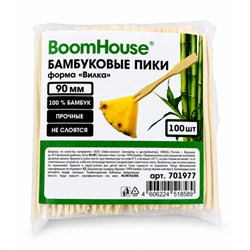 Шпажки-пики для канапе бамбуковые, ВИЛКА 9 см, 100 шт., BOOMHOUSE (БУМХАУС), 701977 - фото 17467587