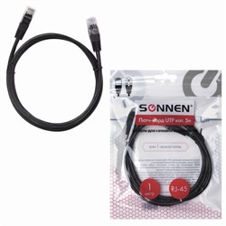 Кабель (патчкорд) UTP 5E категория, RJ-45, 1 м, SONNEN, для подключения Интернета по локальной сети LAN, 513122 - фото 17486804
