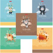 Тетрадь 12 л. HATBER клетка, обложка картон, "Счастливчики" (микс в спайке), 067954, 12Т5В1