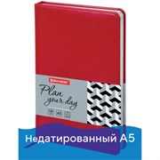 Ежедневник недатированный А5 138х213 мм BRAUBERG "Rainbow" под кожу, 136 л., красный, 111667