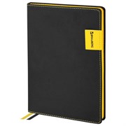 Ежедневник недатированный А5 (138х213 мм), BRAUBERG "AIM", под кожу, 136 л., черный, 113421