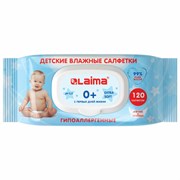 Салфетки влажные детские 120 шт., универсальные, 0+, с пластиковым клапаном, LAIMA Kids, 128079