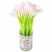 Ручка фигурная шариковая ЮНЛАНДИЯ "Цветок", силиконовый корпус, ассорти, СИНЯЯ, пишущий узел 0,7 мм, 143797