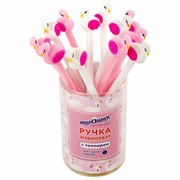 Ручка с топпером шариковая ЮНЛАНДИЯ "Лебедь", корпус ассорти, СИНЯЯ, пишущий узел 0,7 мм, 143801