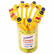 Ручка с топпером шариковая ЮНЛАНДИЯ "Цыпленок", корпус ассорти, СИНЯЯ, пишущий узел 0,7 мм, 143808