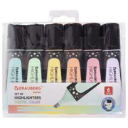 Набор текстовыделителей BRAUBERG 6 шт., АССОРТИ, "EXTRA PASTEL", прорезиненный корпус, линия 1-5 мм, 151757