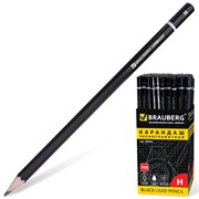 Карандаш чернографитный BRAUBERG, 1 шт., "Touch line", Н, корпус черный, заточенный, 180625