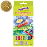 Карандаши цветные ЮНЛАНДИЯ "В ГОСТЯХ У БУКАШЕК", 12 цветов, шестигранные, грифель 3 мм, натуральное дерево, 181378