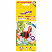 Карандаши цветные ЮНЛАНДИЯ "ТРОПИКИ", 12 цветов, с РАСКРАСКОЙ, трехгранные, грифель 3 мм, натуральное дерево, 181647