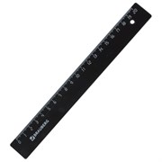 Линейка пластиковая 20 см, BRAUBERG, черная, 210607