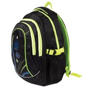 Рюкзак BRAUBERG HIGH SCHOOL универсальный, 3 отделения, "Неон", черный/салатовый, 46х31х18 см, 225520