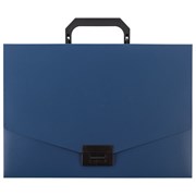 Портфель пластиковый STAFF А4 (320х225х36 мм), без отделений, синий, 229240