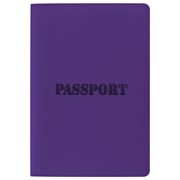 Обложка для паспорта, мягкий полиуретан, "PASSPORT", фиолетовая, STAFF, 237608