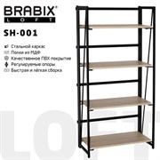 Стеллаж на металлокаркасе BRABIX "LOFT SH-001", 600х300х1250 мм, складной, цвет дуб натуральный, 641230