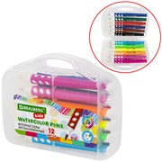 Фломастеры в суперкейсе эргономичные 12 цветов, наконечник-кисть, вентилируемый колпачок, BRAUBERG KIDS, 152184