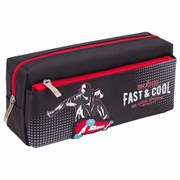 Пенал мягкий ЮНЛАНДИЯ, 2 отделения, полиэстер, "Skate", черный, 21х6х9 см, 270276