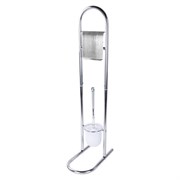 Ершик для унитаза СТОЙКА + держатель туалетной бумаги, сталь/пластик, зеркальный, LAIMA, 607433