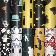 Бумага упаковочная подарочная мелованная "For Men", 70x100 см, 10 дизайнов ассорти, ЗОЛОТАЯ СКАЗКА, 591914