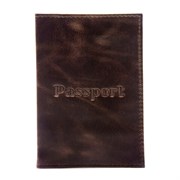 Обложка для паспорта натуральная кожа пулап, "Passport", кожаные карманы, коричневая, BRAUBERG, 238197