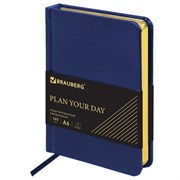 Ежедневник недатированный МАЛЫЙ ФОРМАТ 100x150 мм, А6, BRAUBERG "Iguana", под кожу, 160 л., синий, 114467