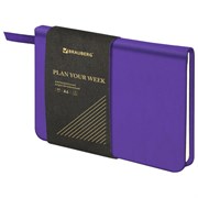 Еженедельник недатированный МАЛЫЙ ФОРМАТ 95х155 мм, А6, BRAUBERG "Iguana", под кожу, 64 л., сиреневый, 114482