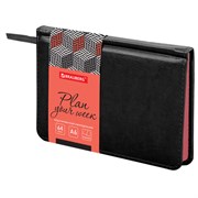 Еженедельник недатированный МАЛЫЙ ФОРМАТ 95х155 мм А6 BRAUBERG "Rainbow", под кожу, 64 л., черный, 114485