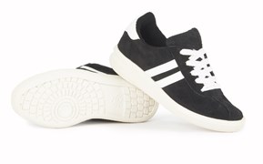 Кроссовки нат.замша ПВХ Step (арт.13-23-11), черный/белый