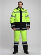 Костюм сигнальный зимний для дорожника Ультра (тк.Смесовая,210) п/к, лимонный/черный