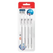 Ручки гелевые BRAUBERG "EXTRA", ЧЕРНЫЕ, НАБОР 4 штуки, узел 0,5 мм, линия 0,35 мм, 143906