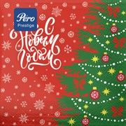 Салфетки бумажные 20 шт., 33х33 см, "Елочка", 3-слойные, PERO Prestige, 7601