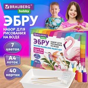 ЭБРУ набор для рисования на воде 7 цветов по 20 мл (40 картин), лоток А4, BRAUBERG HOBBY, 665354
