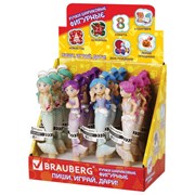 Ручка фигурная "РУСАЛОЧКИ-2", СИНЯЯ, 4 дизайна ассорти, линия письма 0,5 мм, дисплей, BRAUBERG, 142773