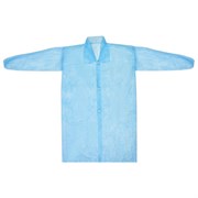 Халат одноразовый голубой на липучках КОМПЛЕКТ 10 шт., XXL, 56-58 размер, 110 см, рукав на резинке, 20 г/м2 СНАБЛАЙН