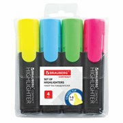 Набор текстовыделителей BRAUBERG 4 шт., АССОРТИ, "Contract", линия 1-5 мм, 150394