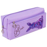Пенал мягкий ЮНЛАНДИЯ, 2 отделения, полиэстер, "Bunny", фиолетовый, 20х7х9 см, 228989