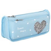 Пенал мягкий ЮНЛАНДИЯ, 2 отделения, полиэстер, "Heart", мятный, 21х6х9 см, 270257