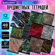 Тетради предметные, КОМПЛЕКТ 12 ПРЕДМЕТОВ, 48 л., SoftTouch, фольга, BRAUBERG, "MARBLE", 404326