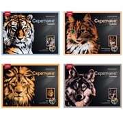 Гравюра в технике Скретчинг "Животные" АССОРТИ, цветная основа 30х40 см, штихель, LORI, 001