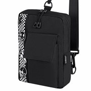 Сумка на плечо HEIKKI TORRENT (ХЕЙКИ) с карманом, "Chess emoji", черная, 25х18х3 см, 272638