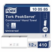 Полотенца бумажные 410 шт., TORK (Система H5) PeakServe, UNIVERSAL, КОМПЛЕКТ 12 пачек, 22,5x20 см, W-сложение, 100585