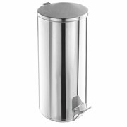 Урна для мусора с педалью 50 литров, УСИЛЕННОЕ, кольцо под мешок, хром, нержавеющая сталь, ТИТАН
