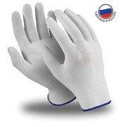 Перчатки нейлоновые MANIPULA Микрон, ПВХ-покрытие, КОМПЛЕКТ 10 пар, размер 8, M (средний), белые, TNG-27/MG-111