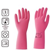 Перчатки латексные КЩС, сверхпрочные, плотные, хлопковое напыление, размер 7, S (малый), красные, HQ Profiline, 73579