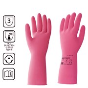 Перчатки латексные КЩС, сверхпрочные, плотные, хлопковое напыление, размер 8,5-9, L (большой), красные, HQ Profiline, 73585