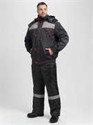 Куртка зимняя укороченная Флофт Премиум (тк.Смесовая,240), т.серый/св.серый/красный